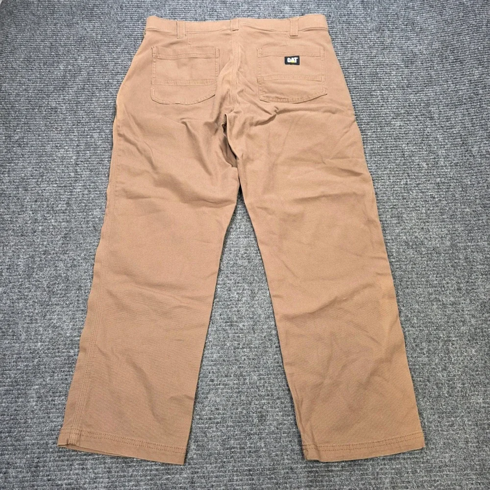 CAT Canvas Utility Straight Leg Pants Men's Size 34x29 Brown Stretch Workwear